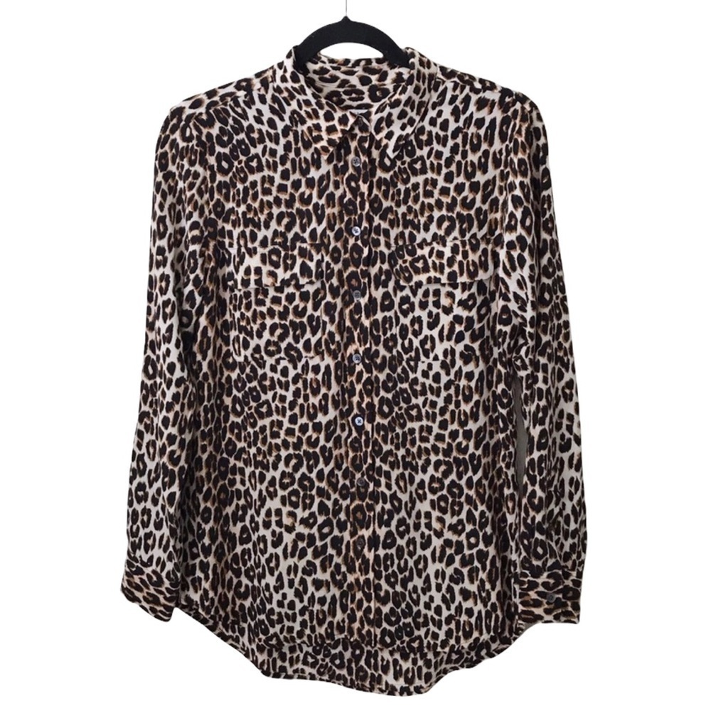 Equipment Slim Signature Leopard 100% Silk Button Shirt